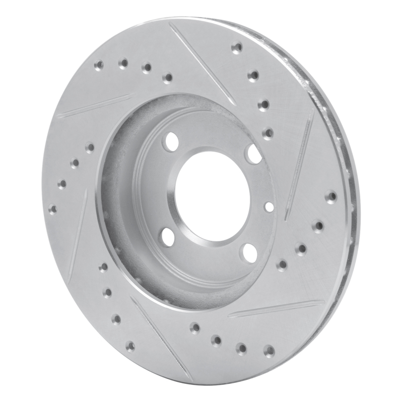 Volkswagen Quantum Brake Rotor (1) - Front Left - R1 Concepts - Drilled & Slotted - Silver - `86-`08